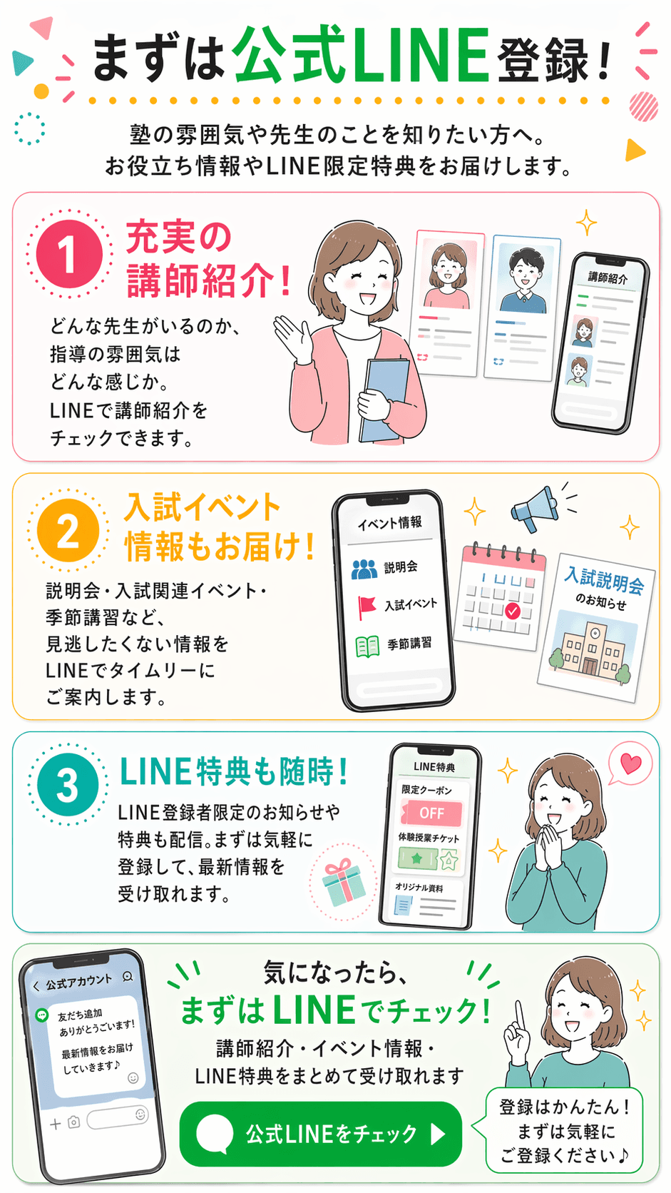 最後の案内を伝えるセクション
